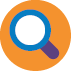 Blue magnifying glass icon. 